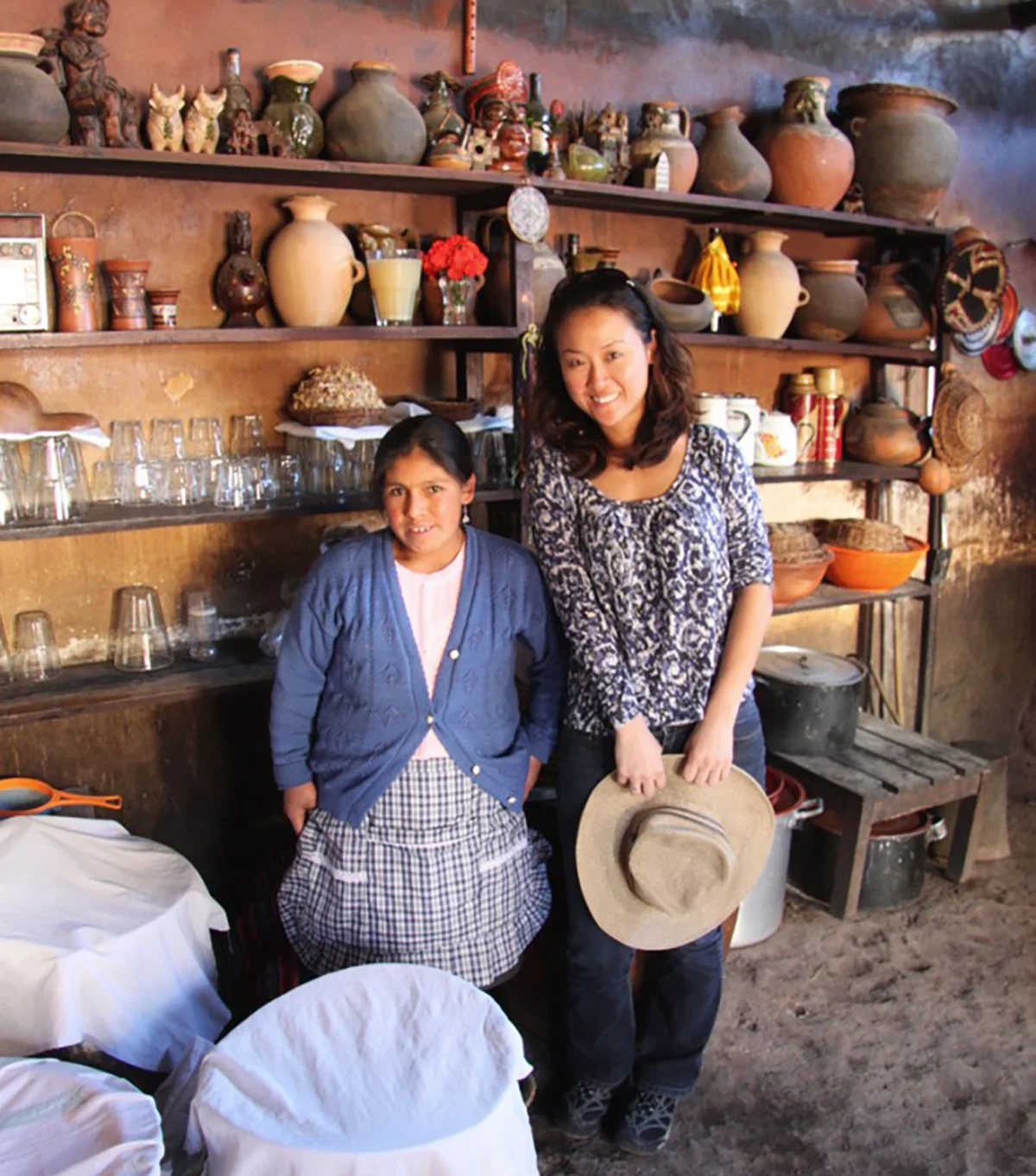 Joyce and Flora. Flora wasn't kneeling. She really was a full 1.5 feet shorter than Joyce.