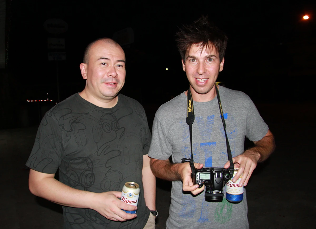 Bill and I on the stake-out with Hamm's beer. Yes, somehow, a St. Paul, Minnesota brew was big in downtown Boquete.