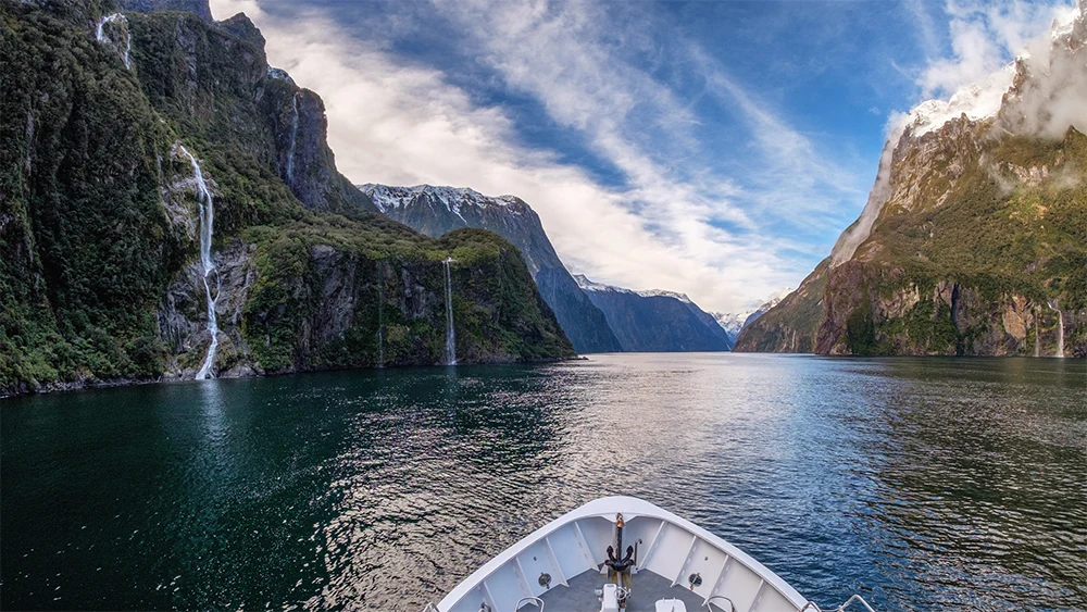 Fjords along scenic Milford Sound