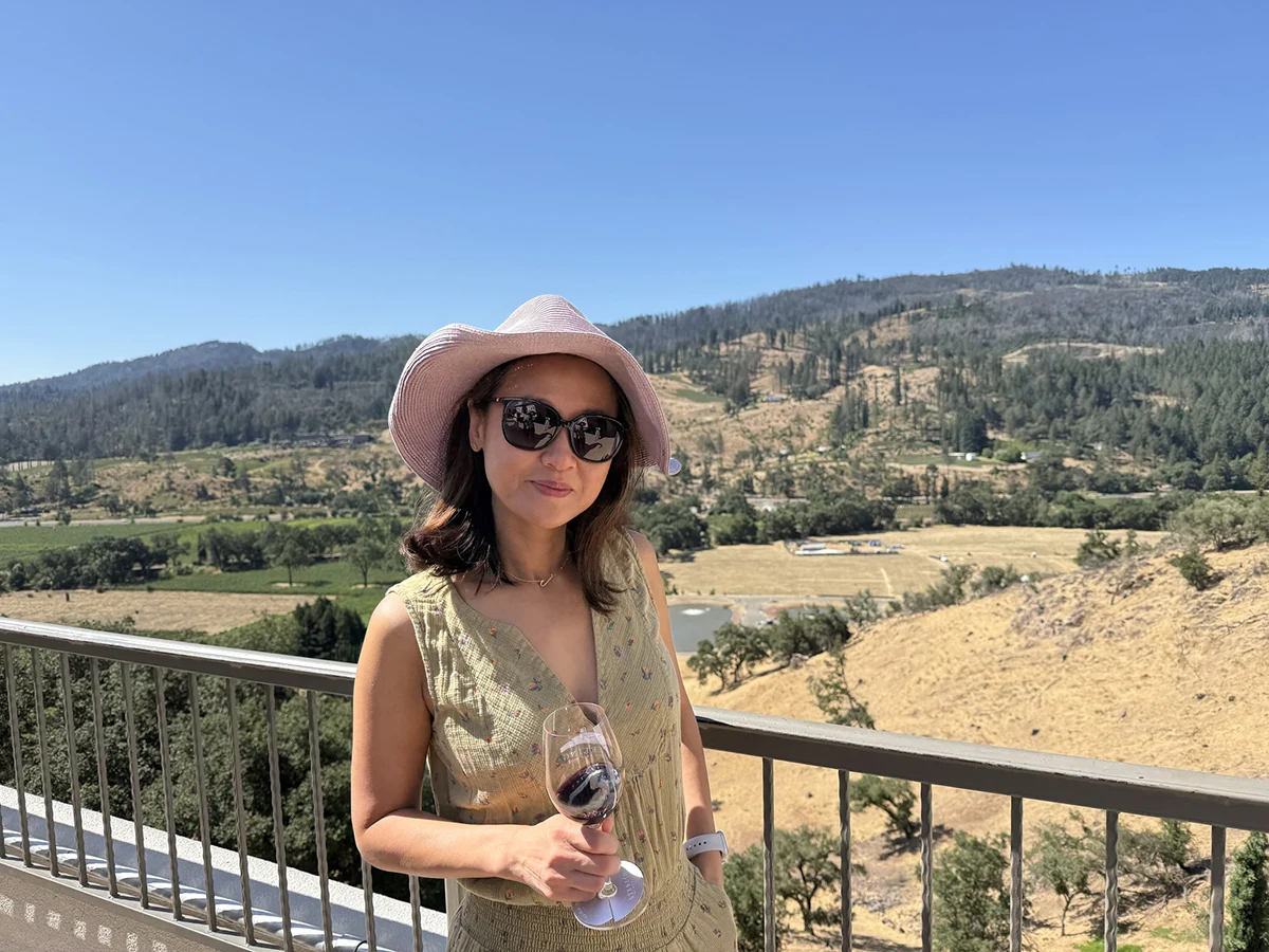 Enjoying some vino at Sterling Vineyards in Napa Valley